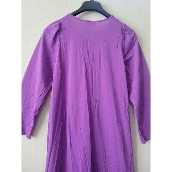 SHADOWLINE Robe Sz M Women's Nylon Purple Floor Length Long Sleeve Button Front - Picture 6 of 8